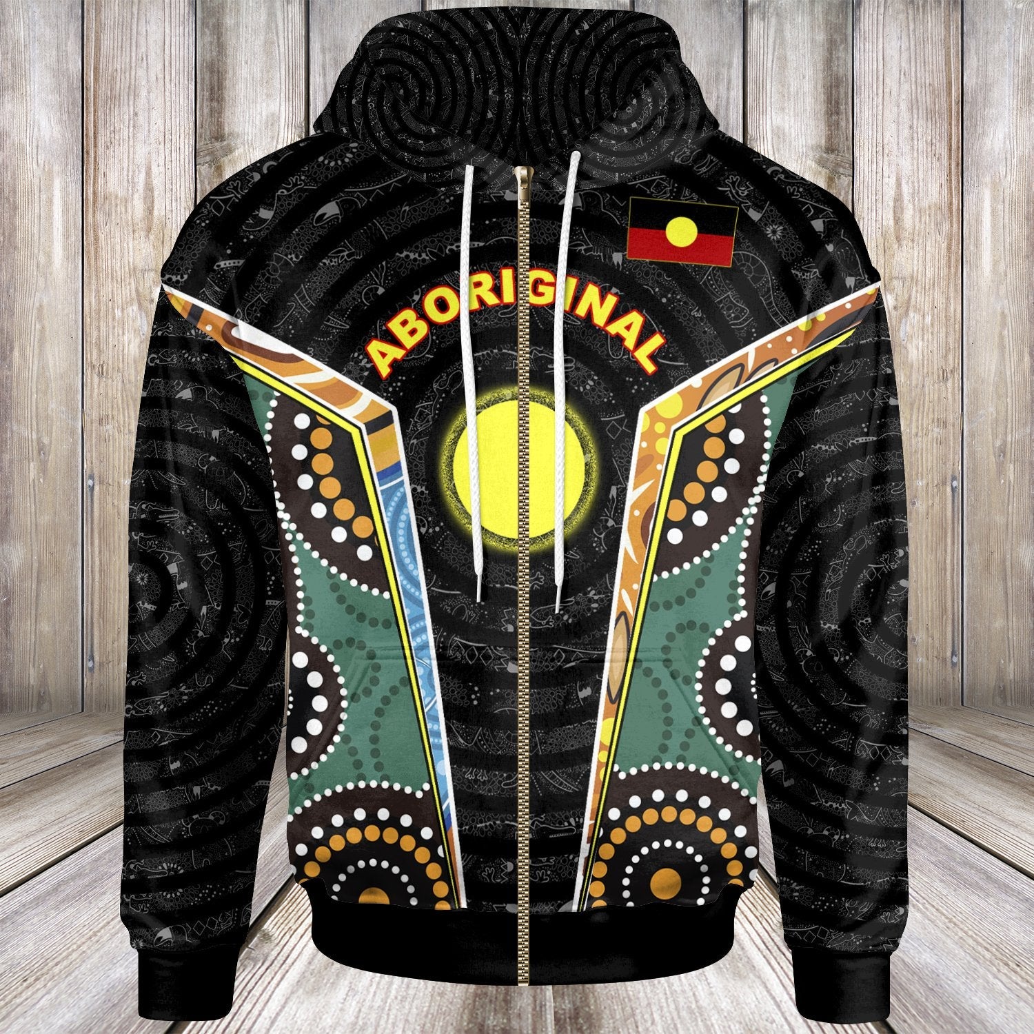 (Custom) Zip Hoodie - Aboriginal Lives Matter Style Tornado