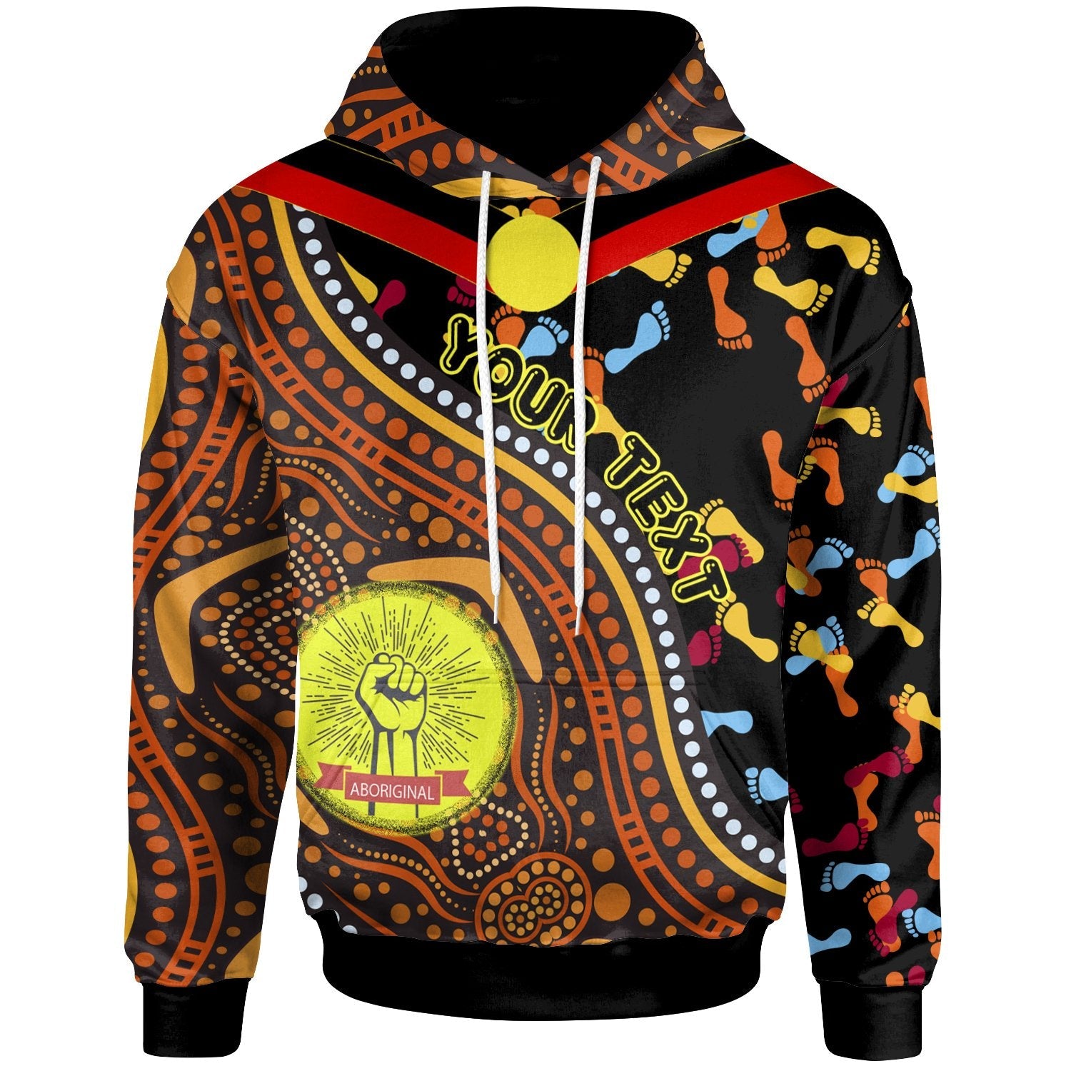 (Custom) Zip Hoodie - Aboriginal Style & Flag, Dot Painting