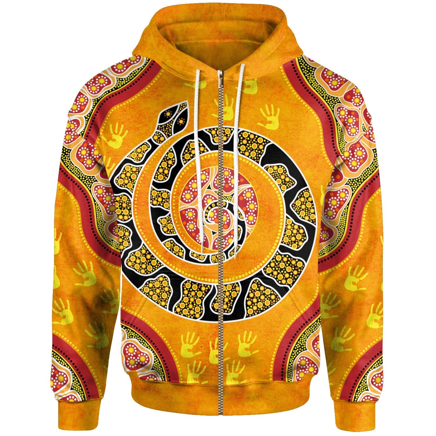 Zip Hoodie - Aboriginal Unique Style Snake Orange Color 2022