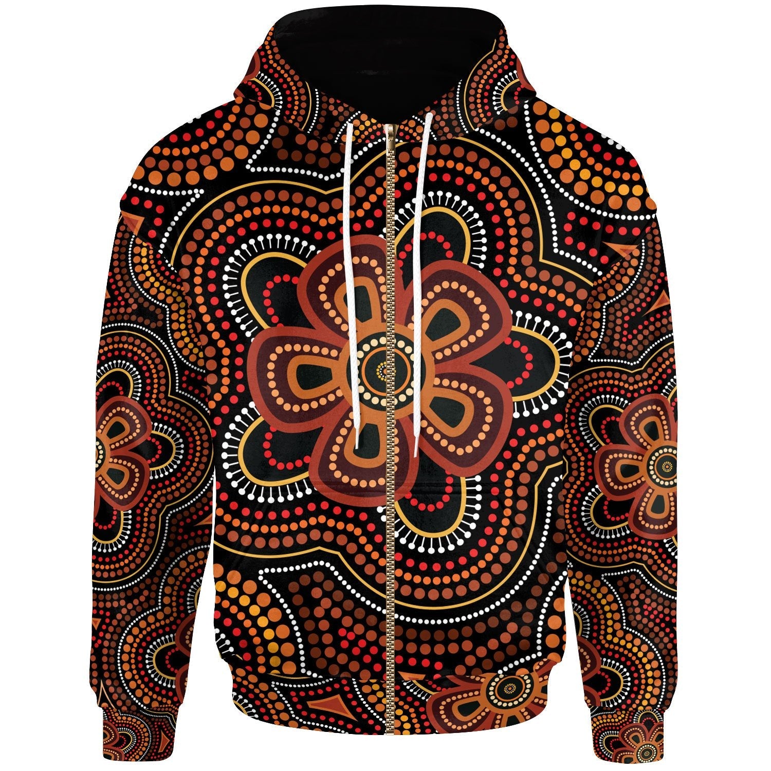 ABoriginal Zip Hoodie - Aboriginal Dot Painting Flowers Style Ver02