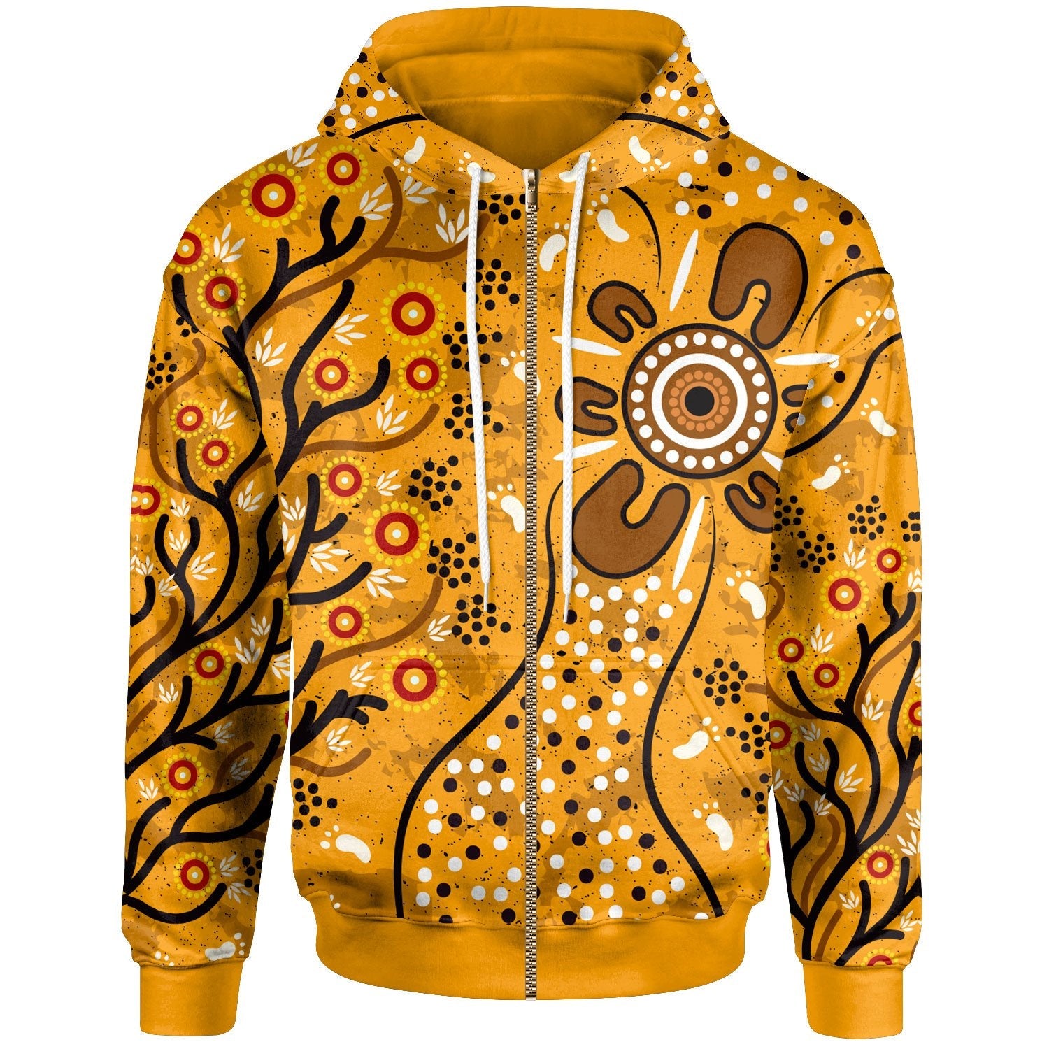 Zip Hoodie - Aboriginal Art In Spring Style