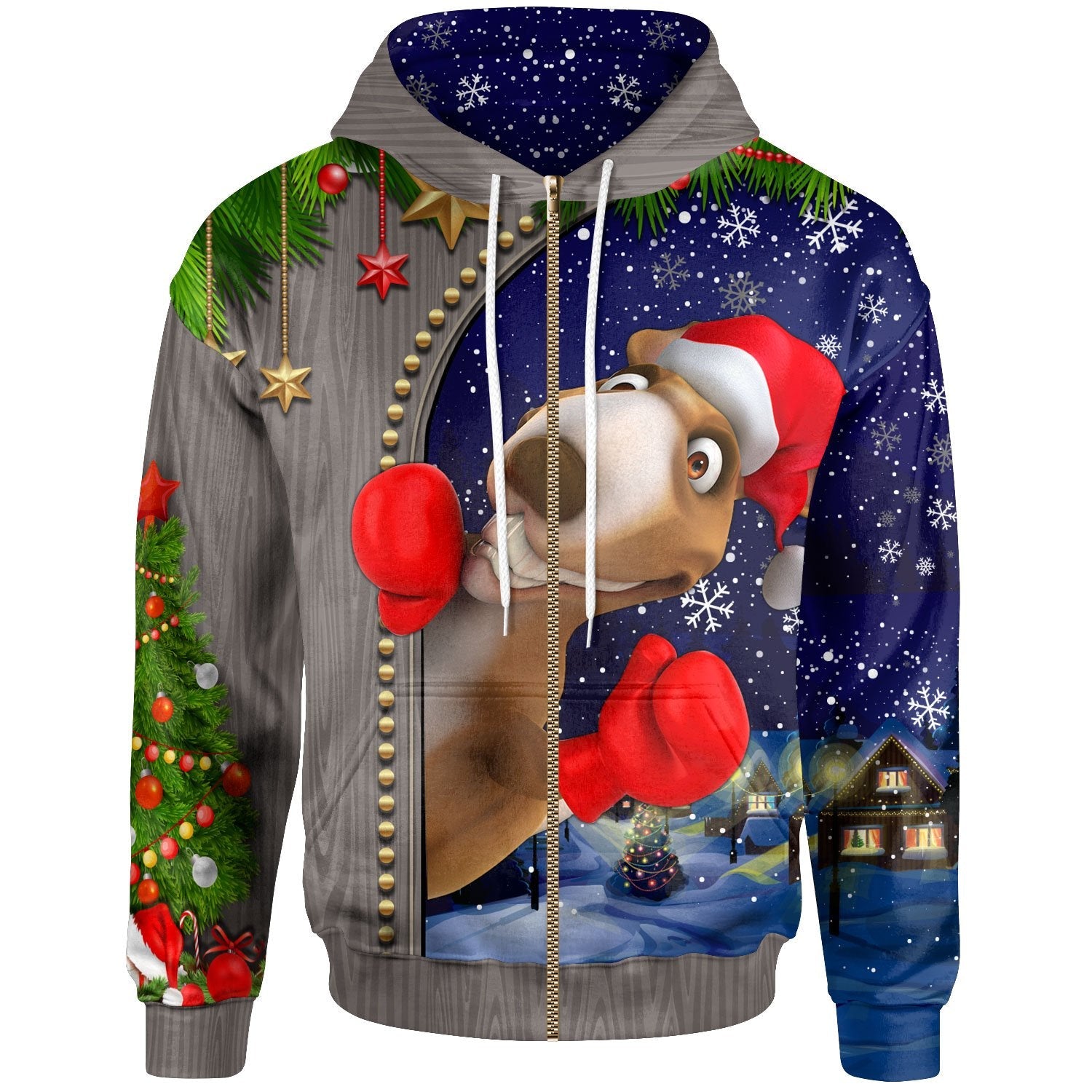 Christmas Zip Hoodie - Funny Kangaroo Christmas