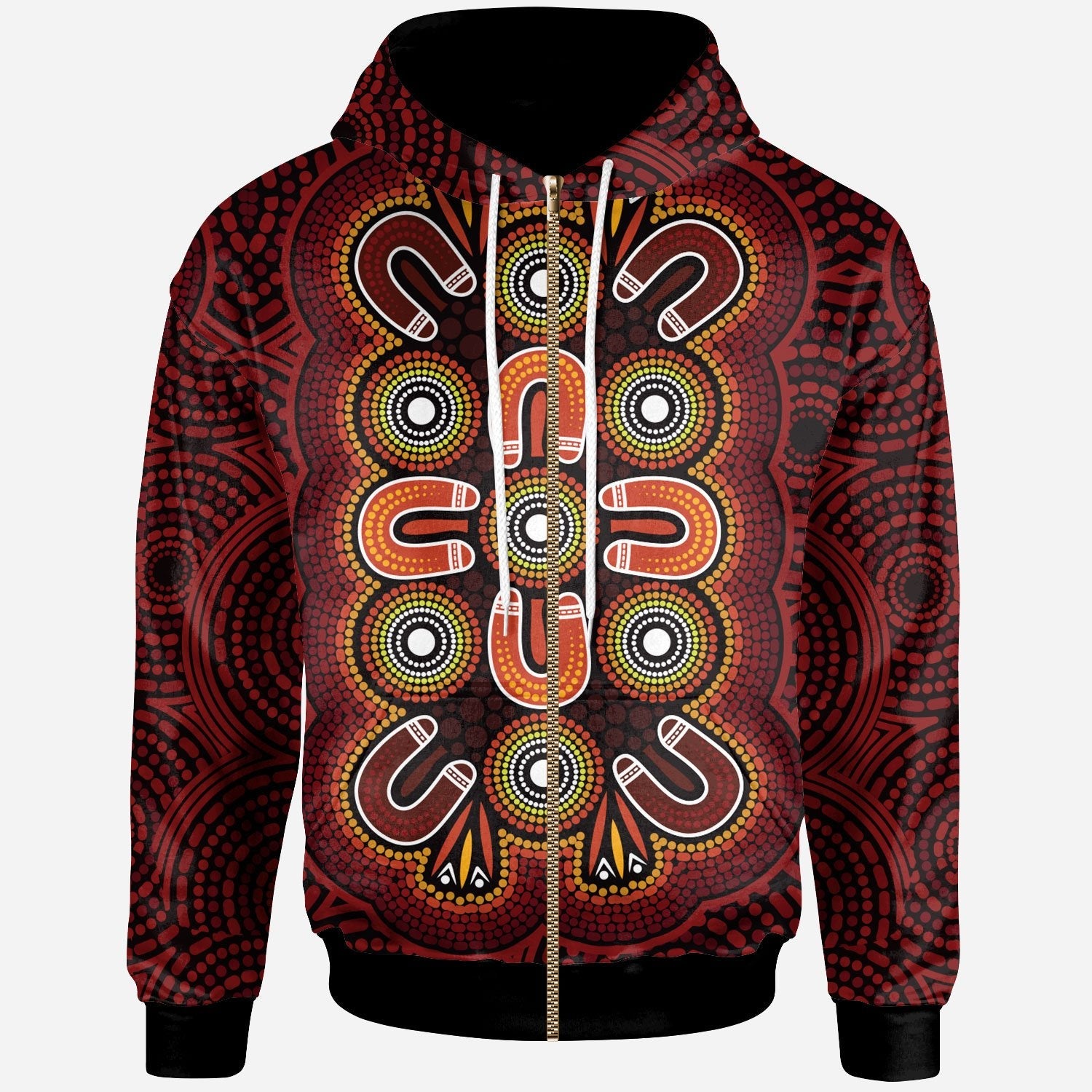 ABoriginal Zip Hoodie - Aboriginal Dot Painting Flowers Style