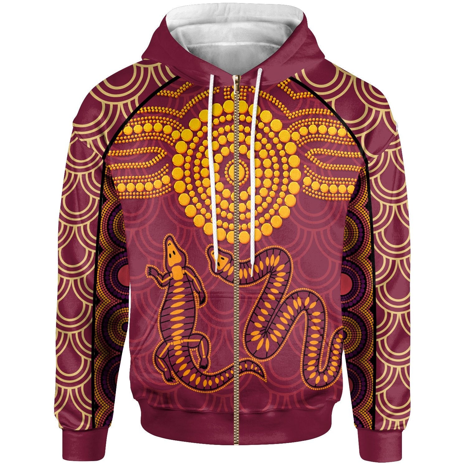 Aboriginal Zip Hoodie - Aboriginal Snake And Alligator