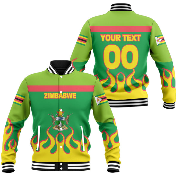 Zimbabwe Baseball Jacket Flag & Coat Of Arms Fire Hockey Style