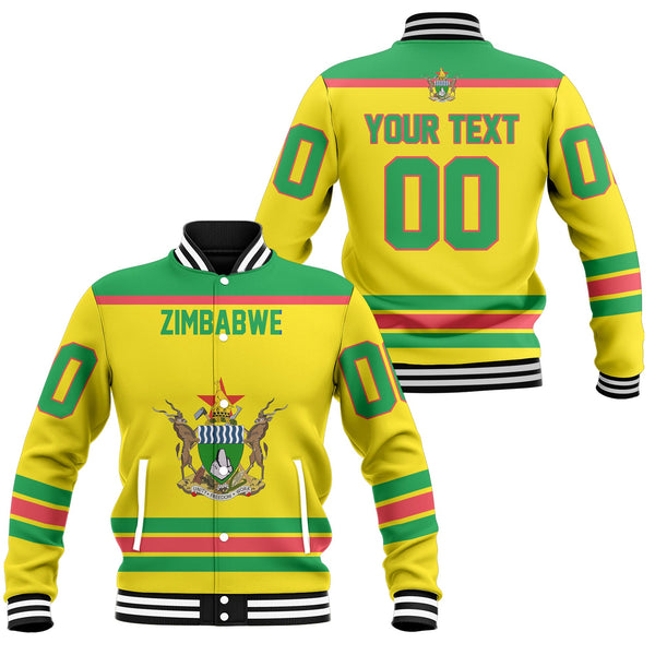 Zimbabwe Baseball Jacket Flag & Coat Of Arms Hockey Style