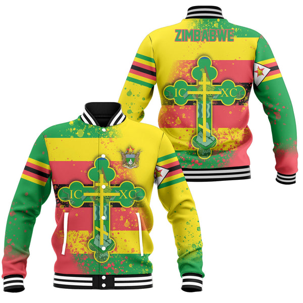 Zimbabwe Baseball Jacket Flag & Coat Of Arms Orthodox Style