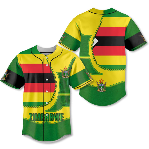 Zimbabwe Baseball Jersey Flag & Coat Of Arms Leather Style