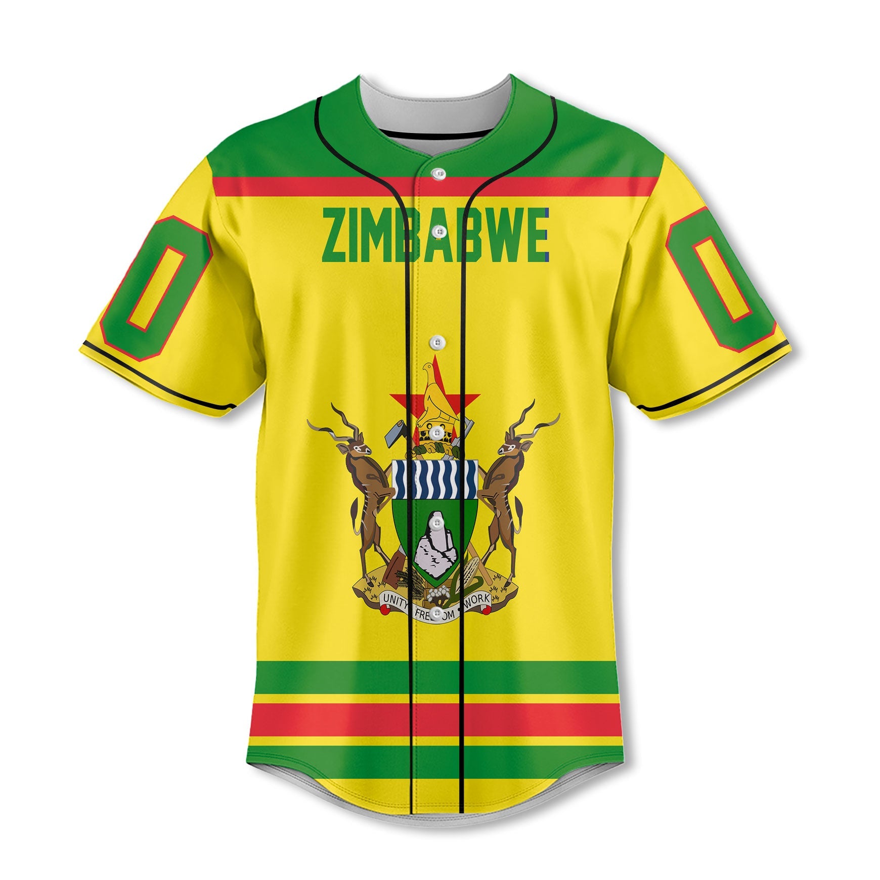 Zimbabwe Baseball Jersey Flag & Coat Of Arms Hockey Style