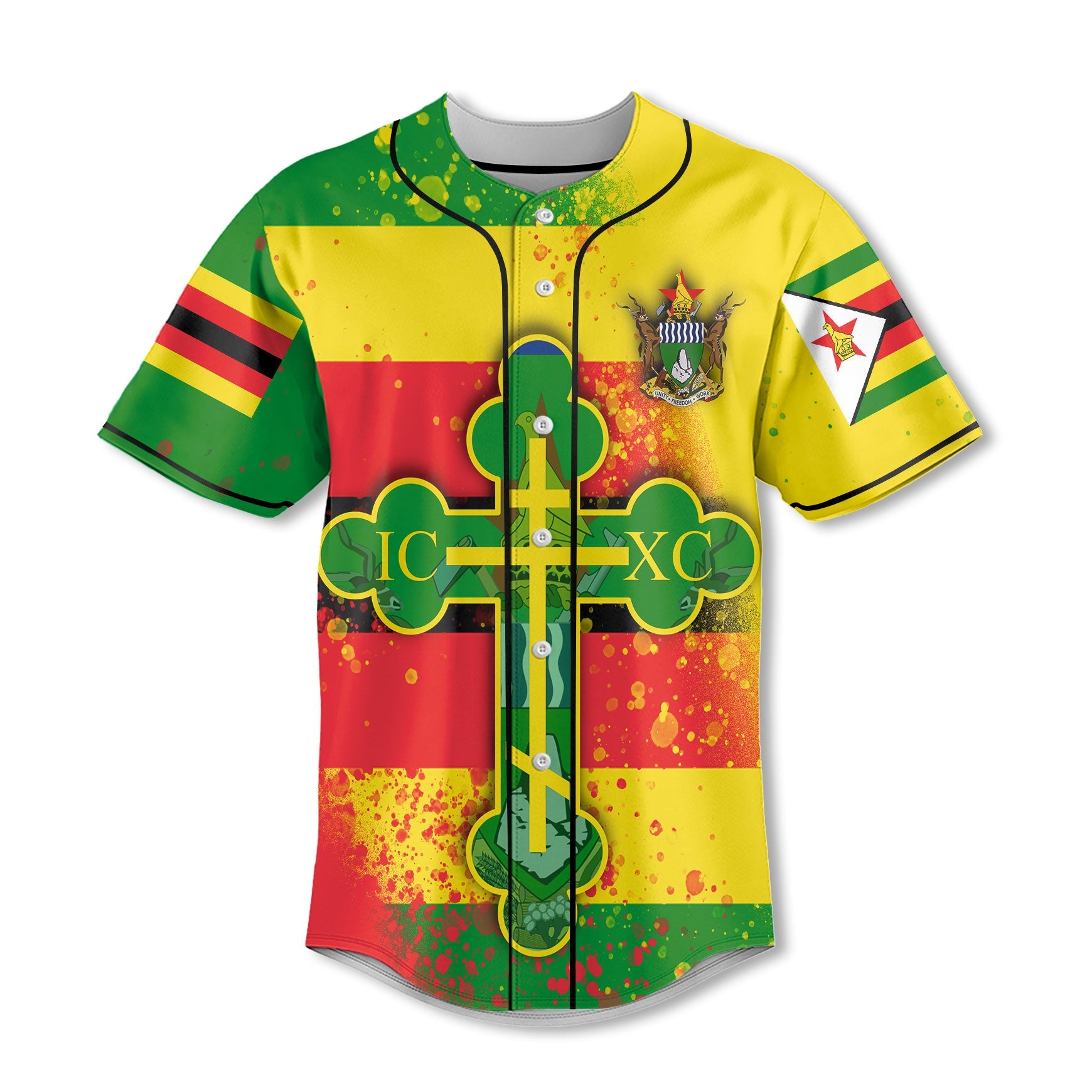 Zimbabwe Baseball Jersey Flag & Coat Of Arms Orthodox Style