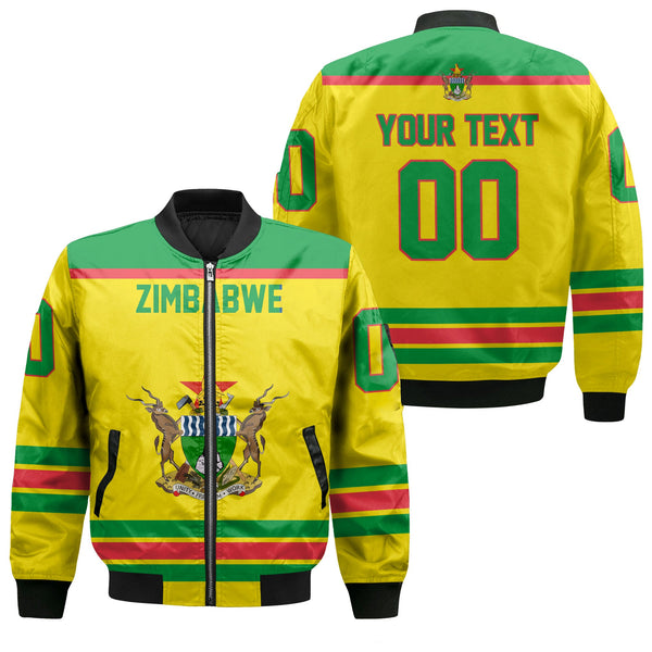 Zimbabwe Bomber Jacket Flag & Coat Of Arms Hockey Style