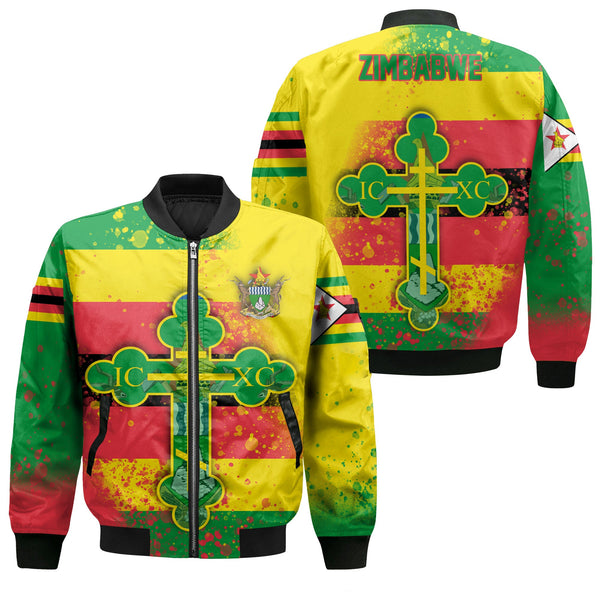 Zimbabwe Bomber Jacket Flag & Coat Of Arms Orthodox Style