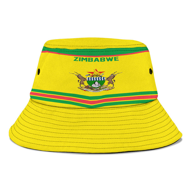 Zimbabwe Bucket Hat Flag & Coat Of Arms Hockey Style