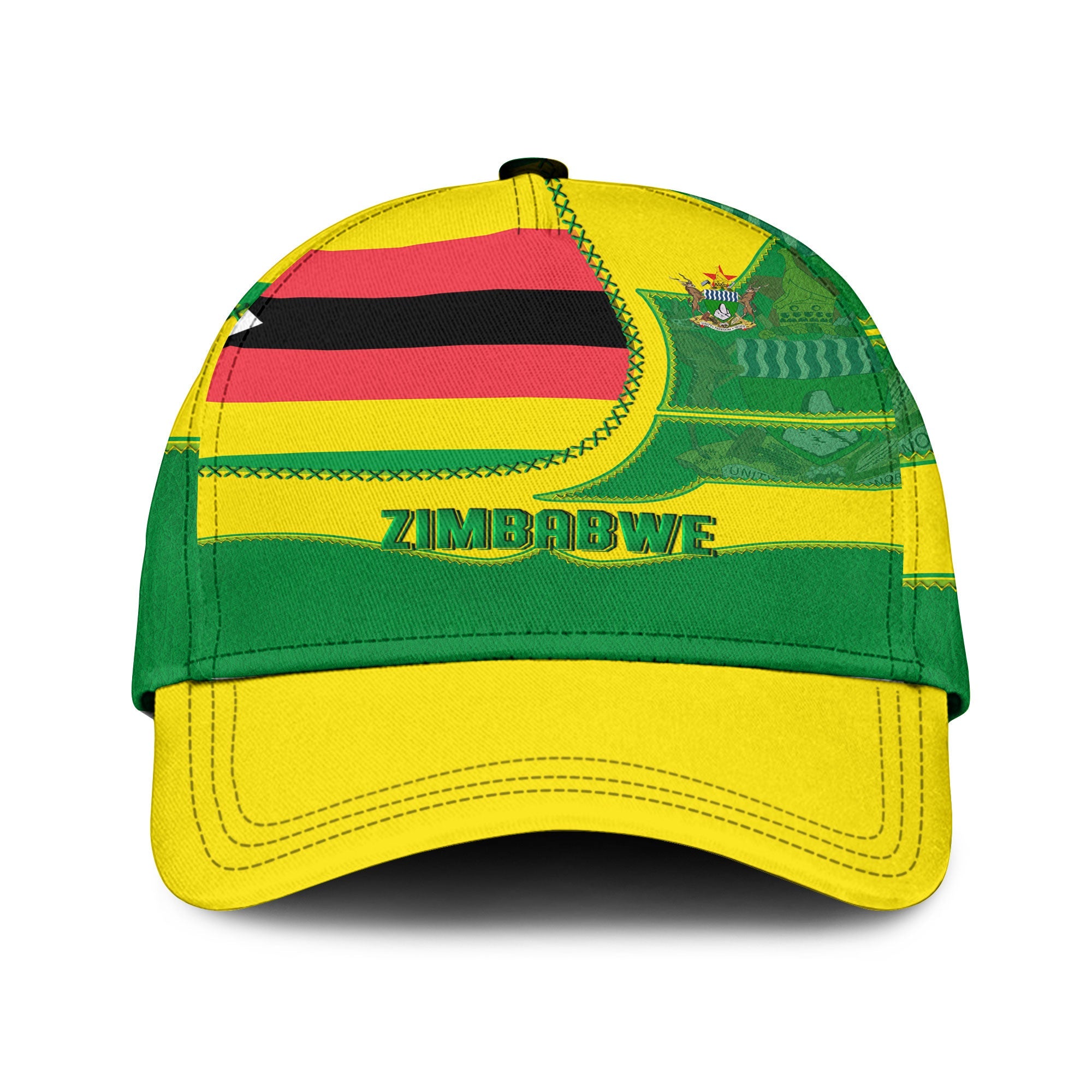 Zimbabwe Classic Cap Flag & Coat Of Arms Leather Style