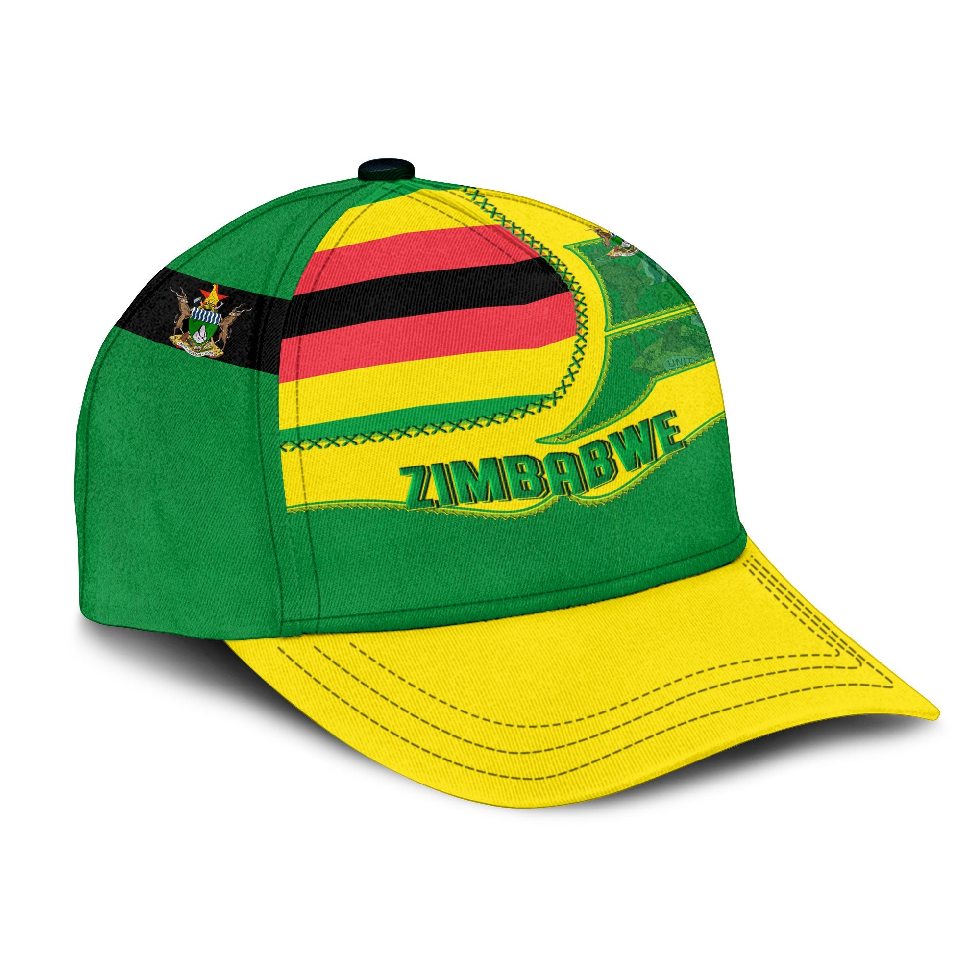 Zimbabwe Classic Cap Flag & Coat Of Arms Leather Style