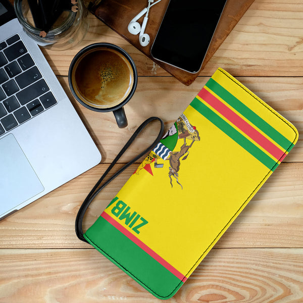 Zimbabwe Clutch Purse Flag & Coat Of Arms Hockey Style