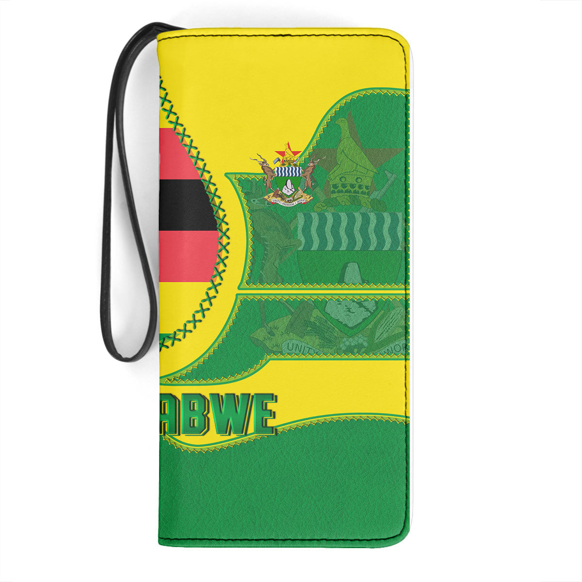 Zimbabwe Clutch Purse Flag & Coat Of Arms Leather Style