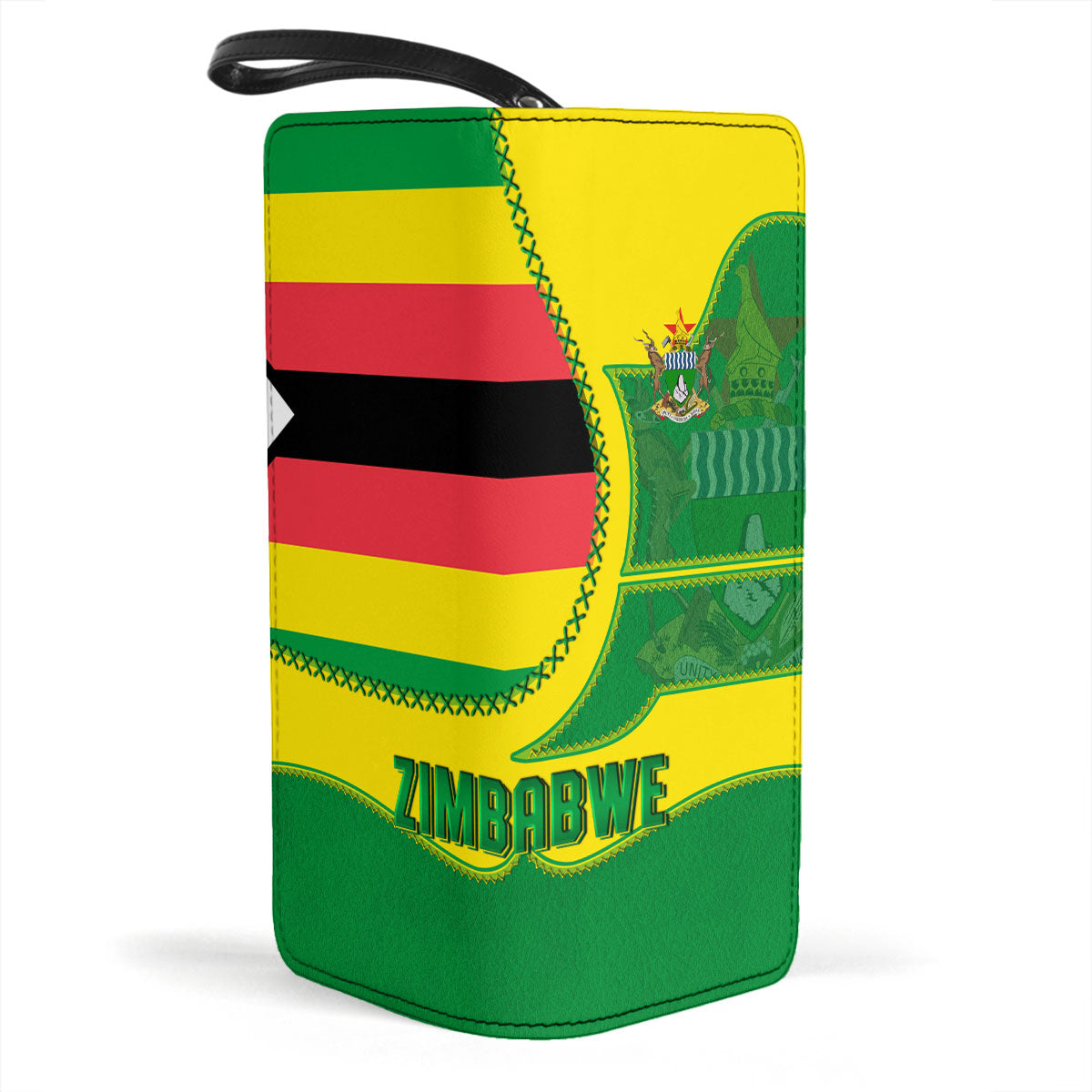 Zimbabwe Clutch Purse Flag & Coat Of Arms Leather Style