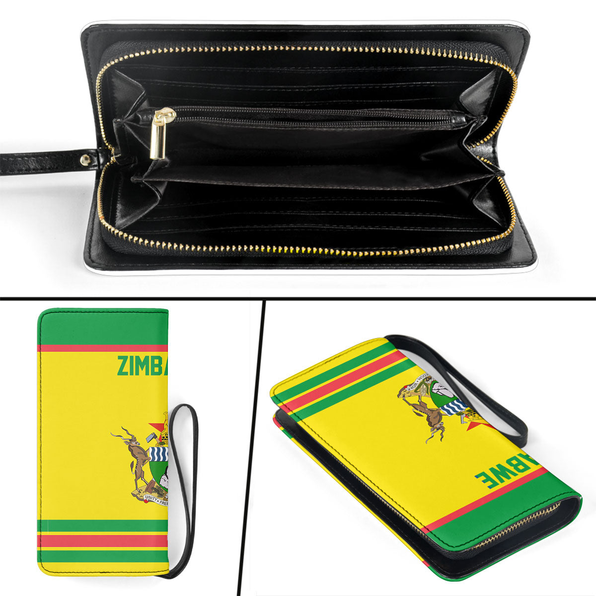 Zimbabwe Clutch Purse Flag & Coat Of Arms Hockey Style