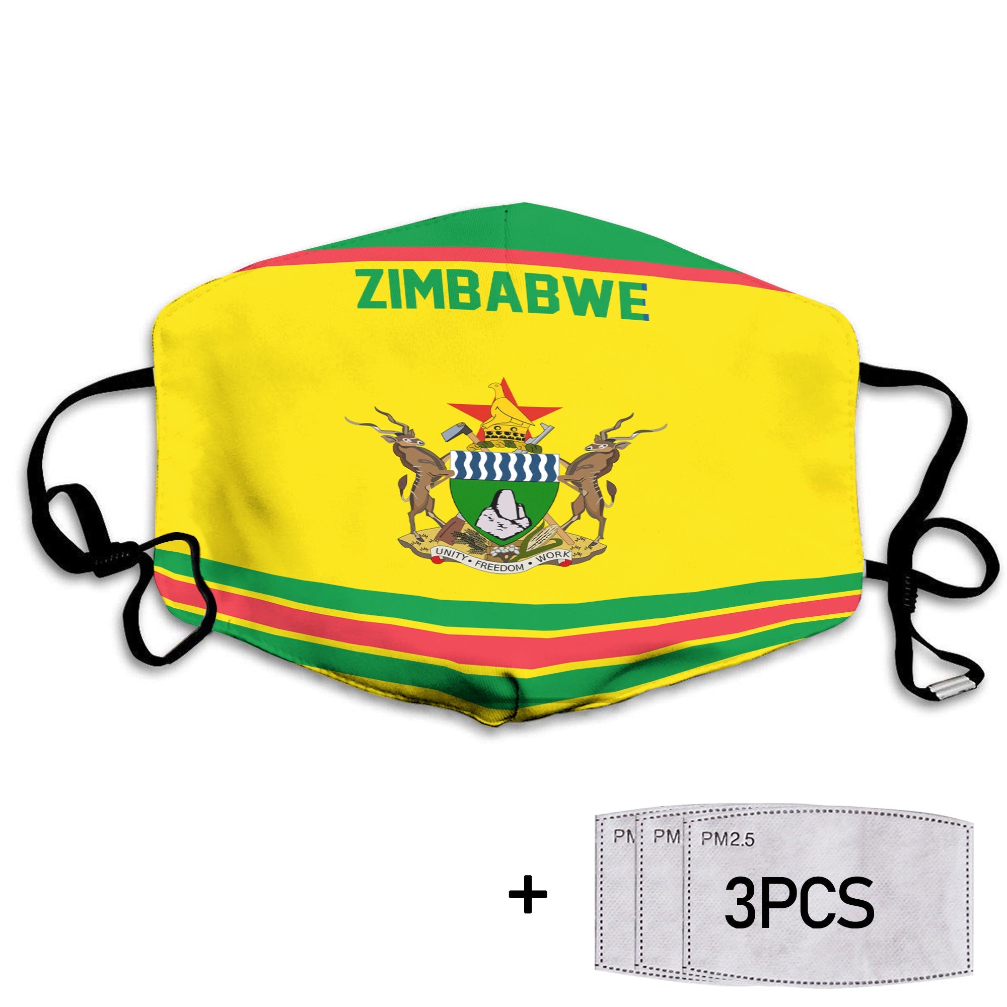 Zimbabwe Face Mask Flag & Coat Of Arms Hockey Style