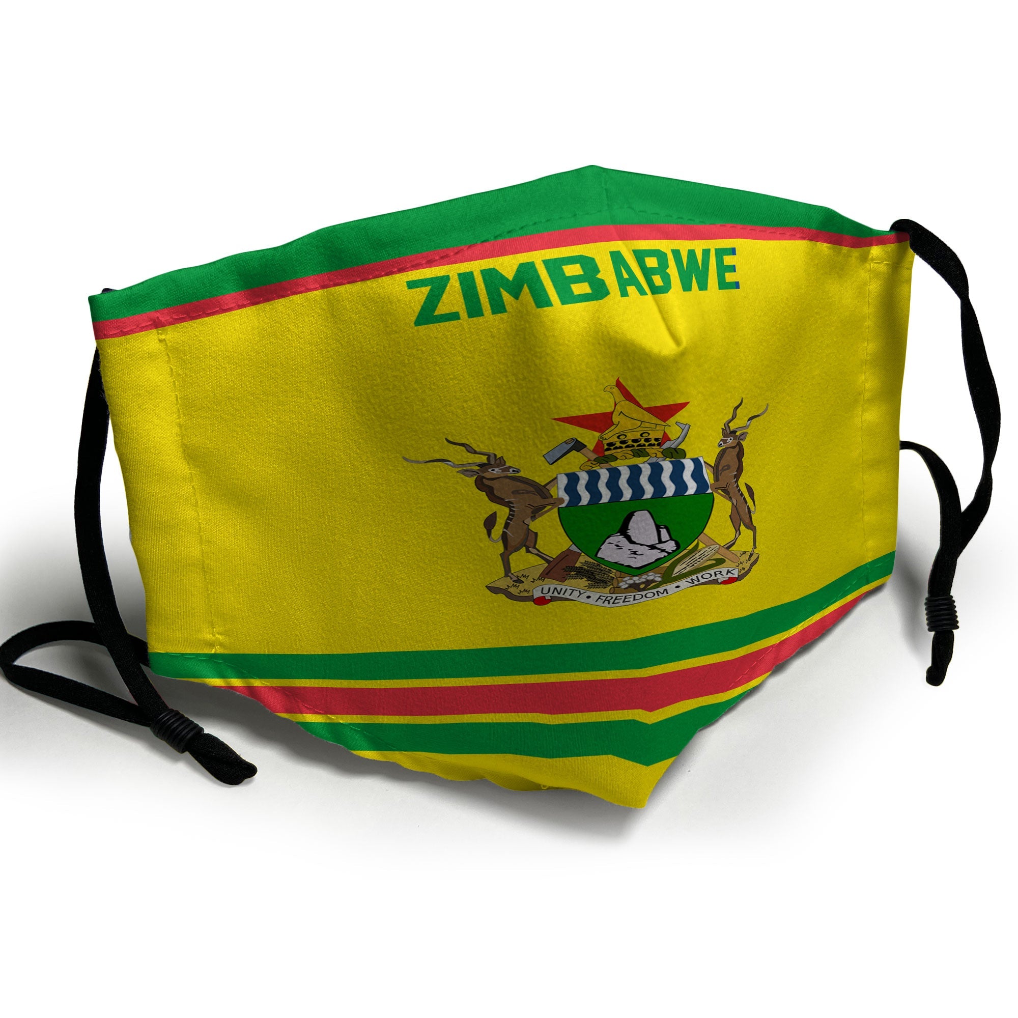 Zimbabwe Face Mask Flag & Coat Of Arms Hockey Style