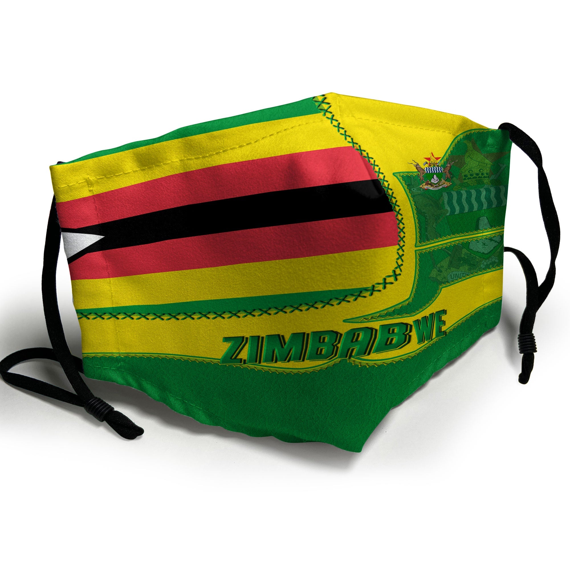 Zimbabwe Face Mask Flag & Coat Of Arms Leather Style