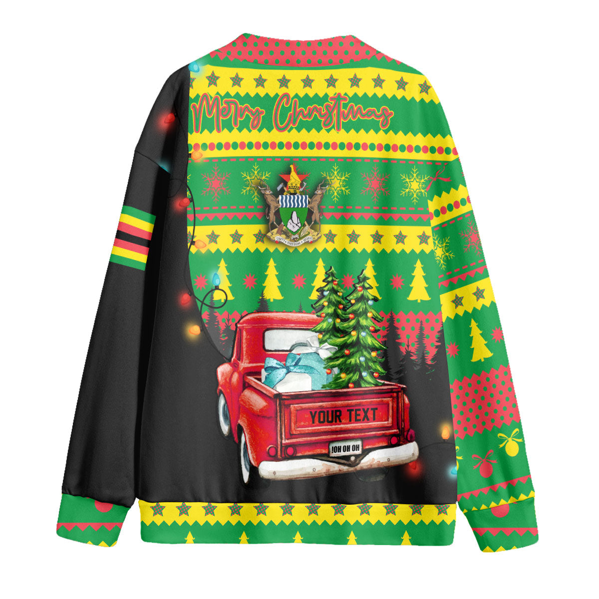 Zimbabwe Fleece Cardigan Coat Of Arms Christmas Style