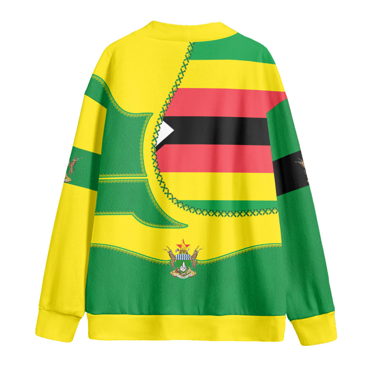 Zimbabwe Fleece Cardigan Flag & Coat Of Arms Leather Style