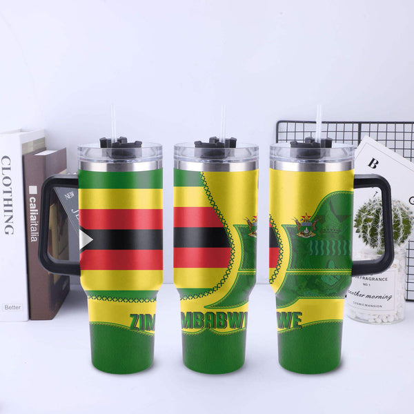 Zimbabwe Handle Tumbler Flag & Coat Of Arms Leather Style