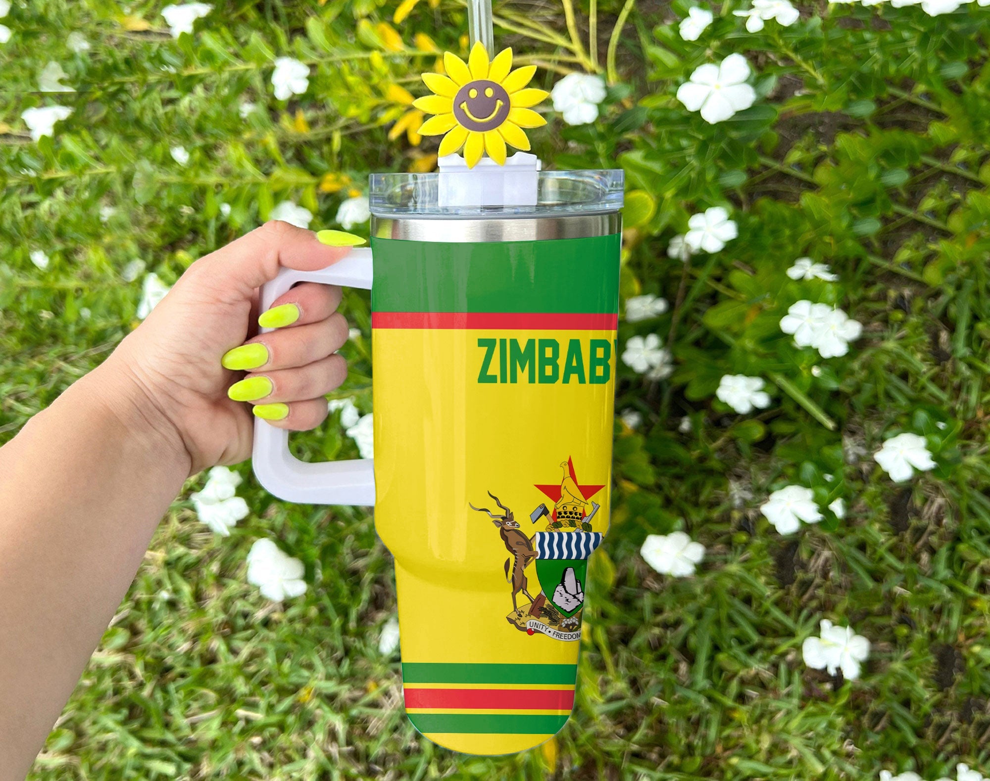 Zimbabwe Handle Tumbler Flag & Coat Of Arms Hockey Style