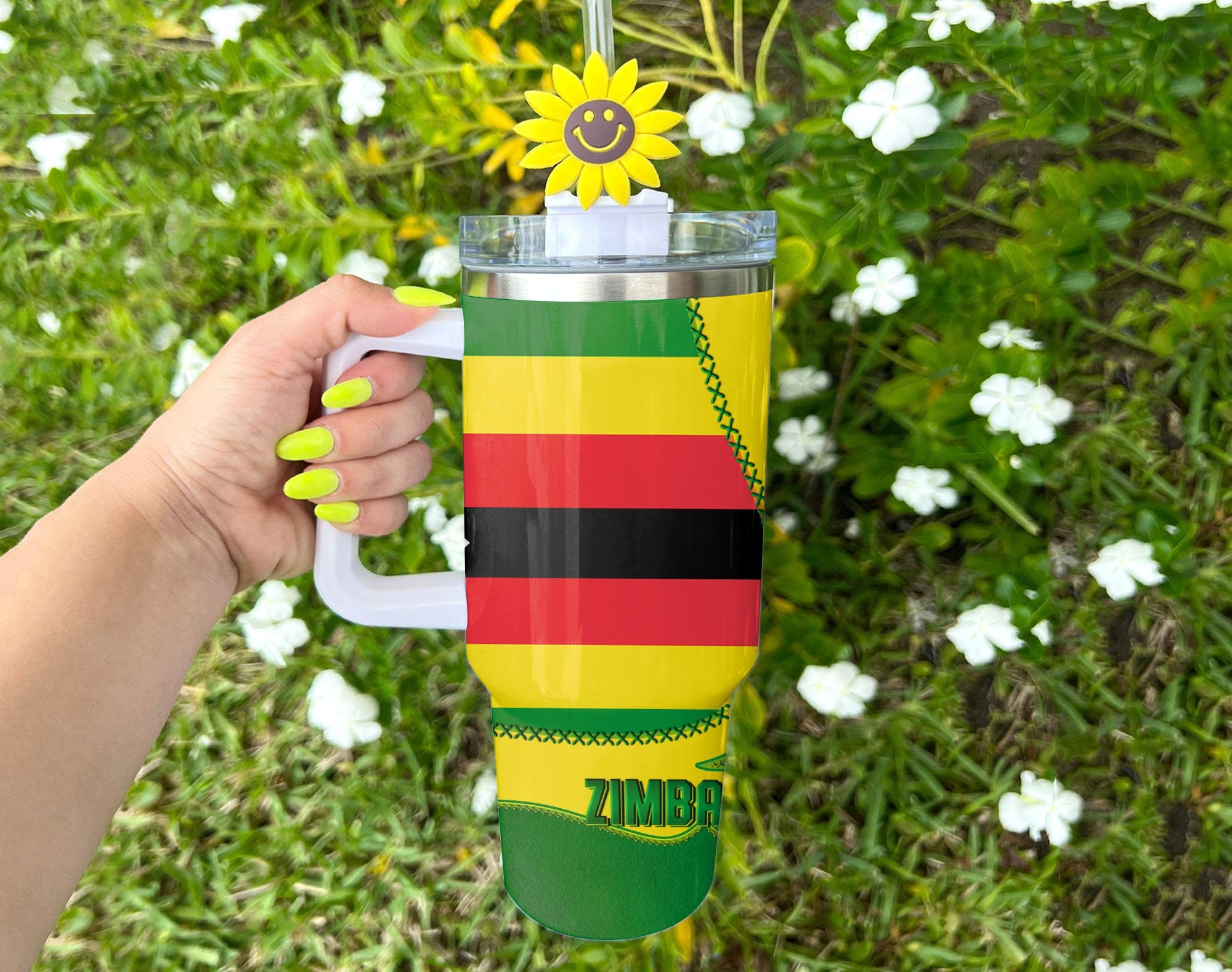 Zimbabwe Handle Tumbler Flag & Coat Of Arms Leather Style