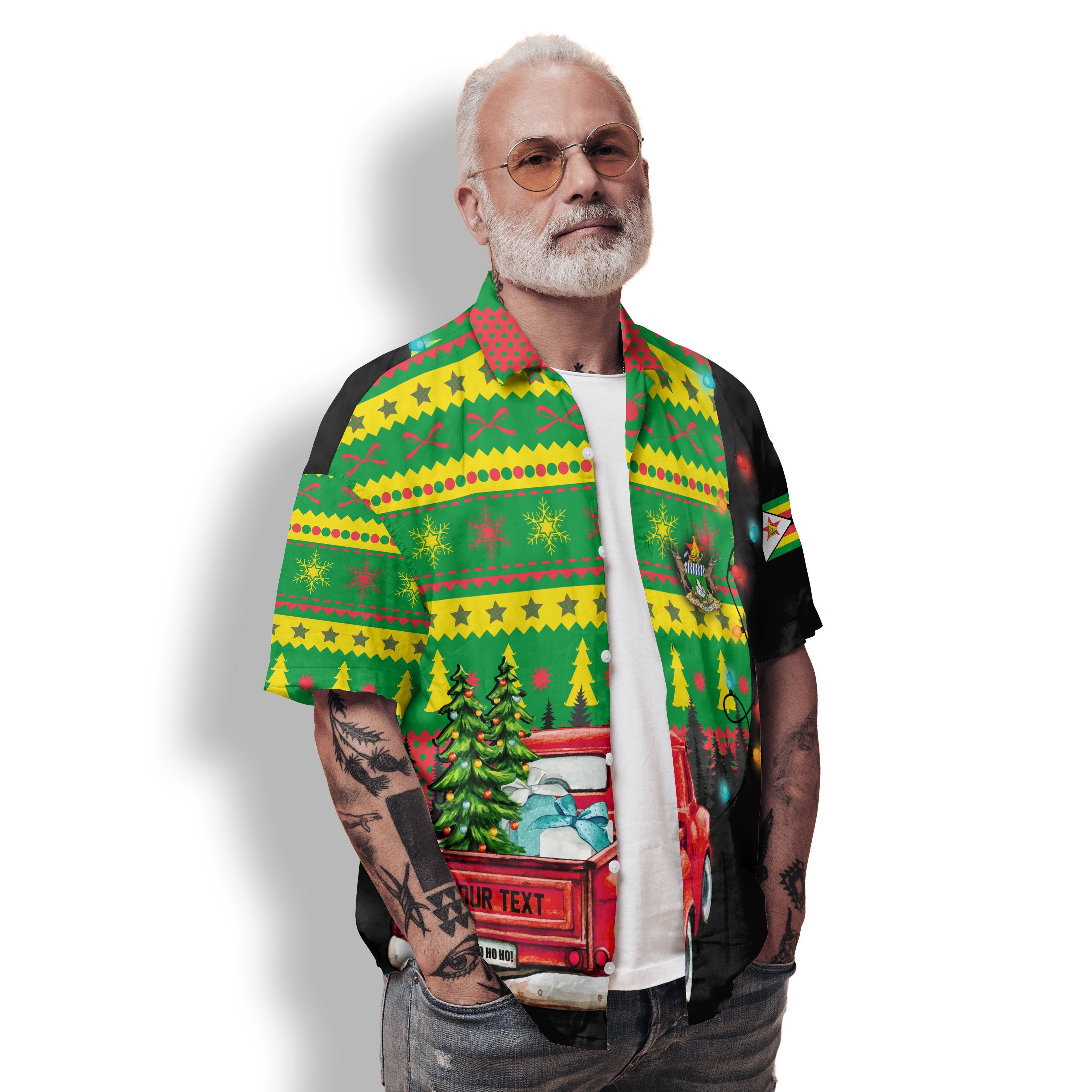 Zimbabwe Hawaiian Shirt Coat Of Arms Christmas Style