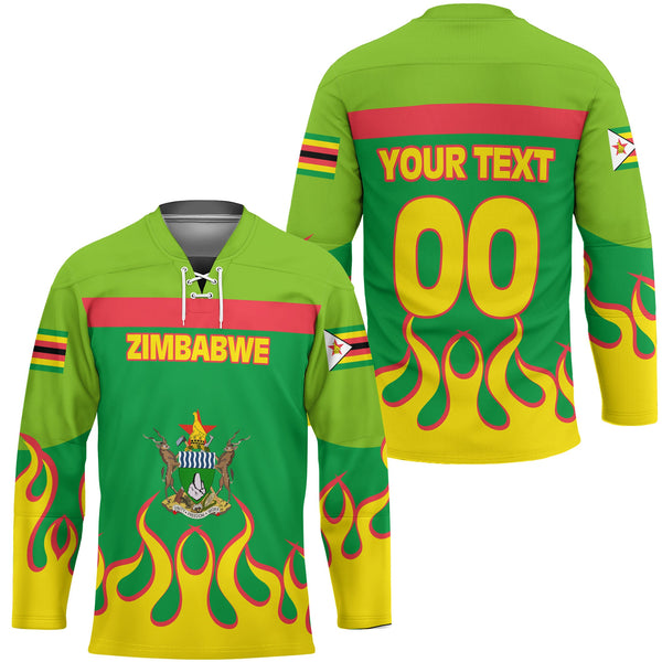 Zimbabwe Hockey Jersey Flag & Coat Of Arms Fire Hockey Style