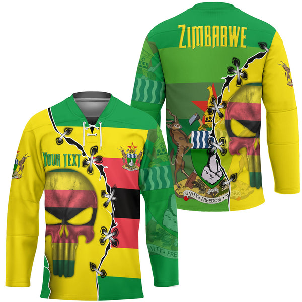 Zimbabwe Hockey Jersey Flag & Coat Of Arms Skull Style