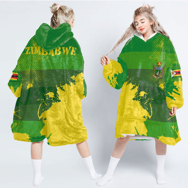 Zimbabwe Snug Hoodie Flag & Coat Of Arms Paint Style