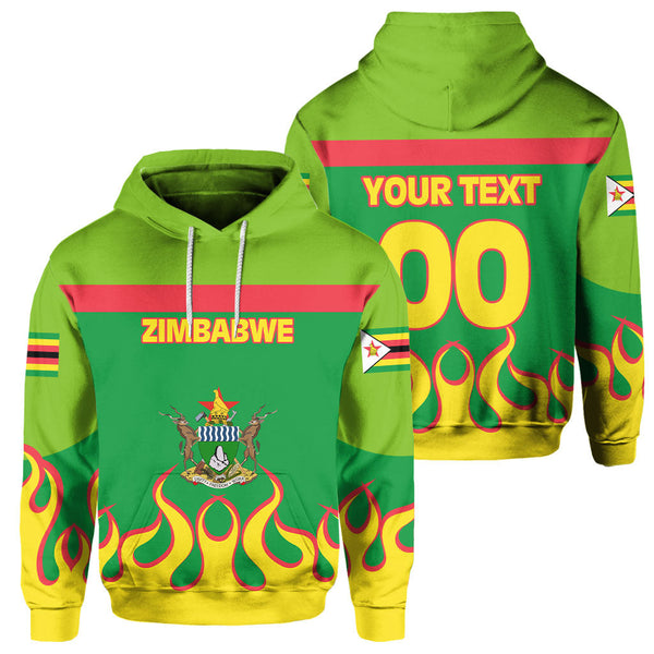 Zimbabwe Hoodie Flag & Coat Of Arms Fire Hockey Style