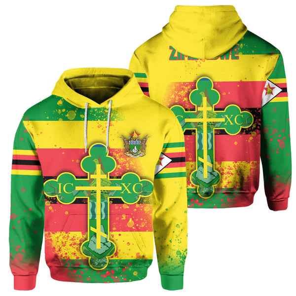 Zimbabwe Hoodie Flag & Coat Of Arms Orthodox Style