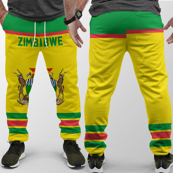 Zimbabwe Jogger Pant Flag & Coat Of Arms Hockey Style