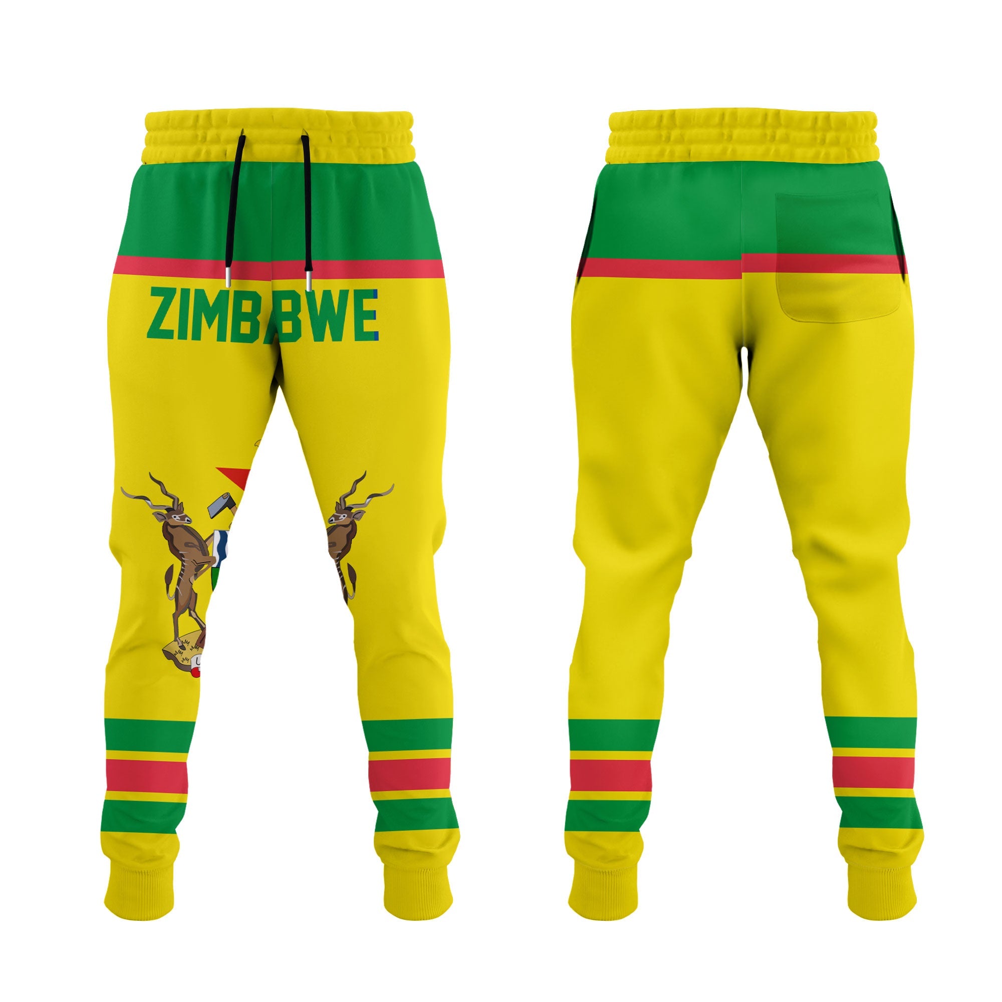 Zimbabwe Jogger Pant Flag & Coat Of Arms Hockey Style