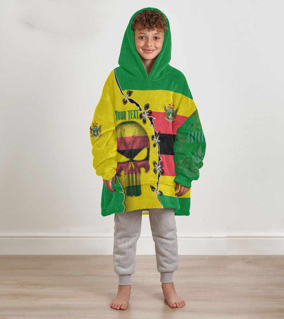 Zimbabwe Kid Snug Hoodie Flag & Coat Of Arms Skull Style