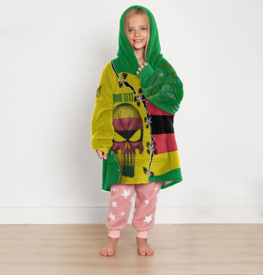 Zimbabwe Kid Snug Hoodie Flag & Coat Of Arms Skull Style