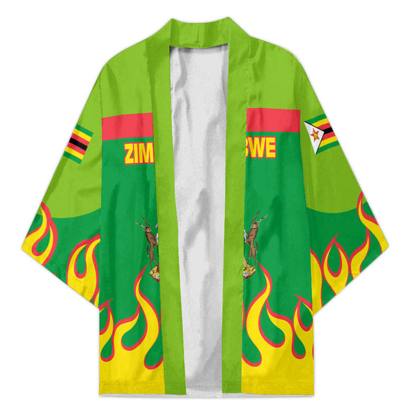 Zimbabwe Kimono Flag & Coat Of Arms Fire Hockey Style