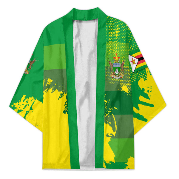 Zimbabwe Kimono Flag & Coat Of Arms Paint Style