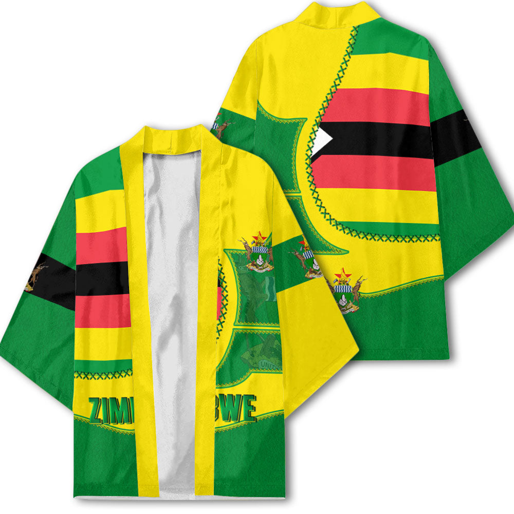 Zimbabwe Kimono Flag & Coat Of Arms Leather Style