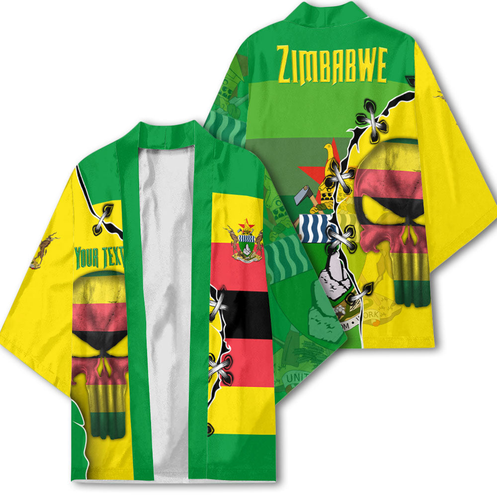 Zimbabwe Kimono Flag & Coat Of Arms Skull Style