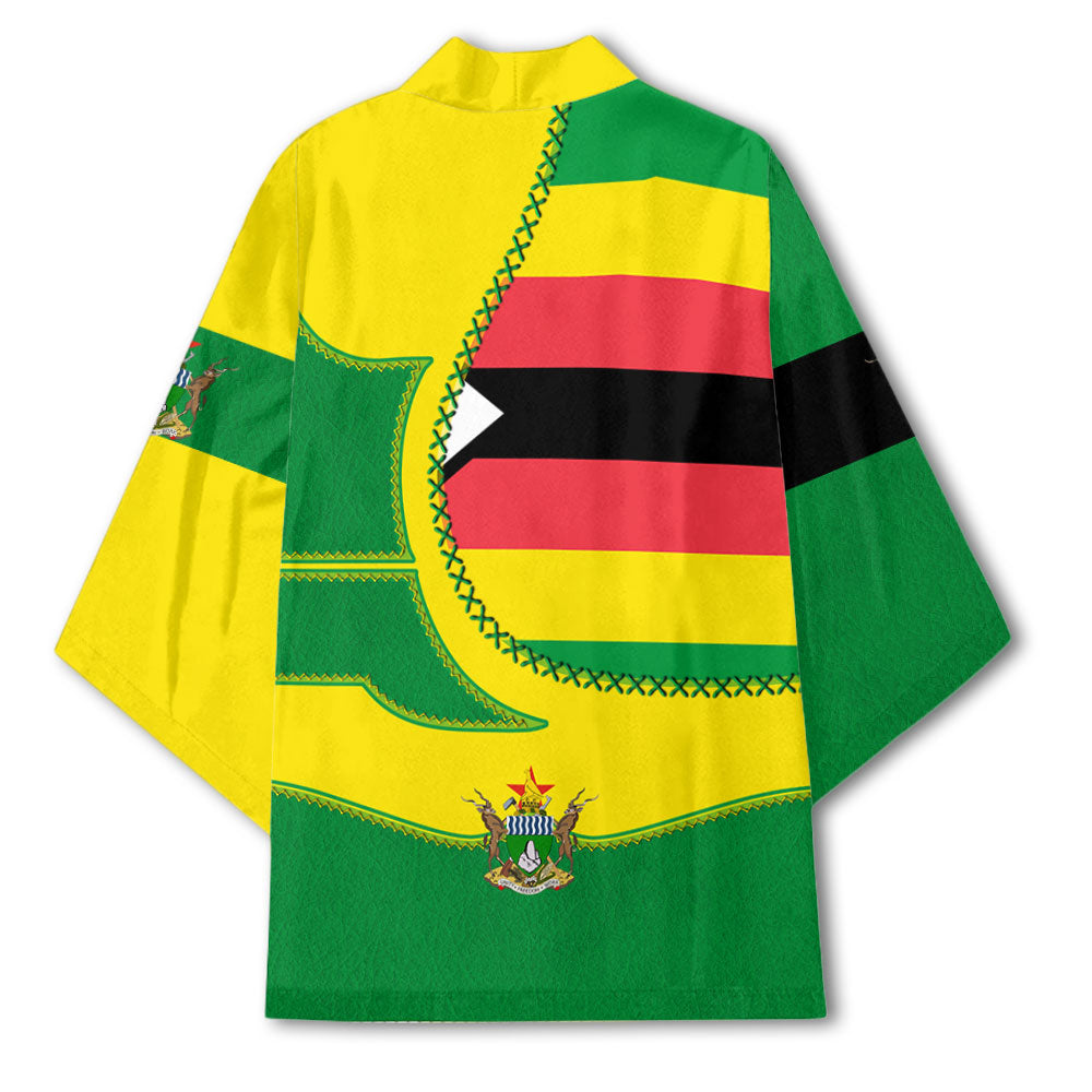 Zimbabwe Kimono Flag & Coat Of Arms Leather Style