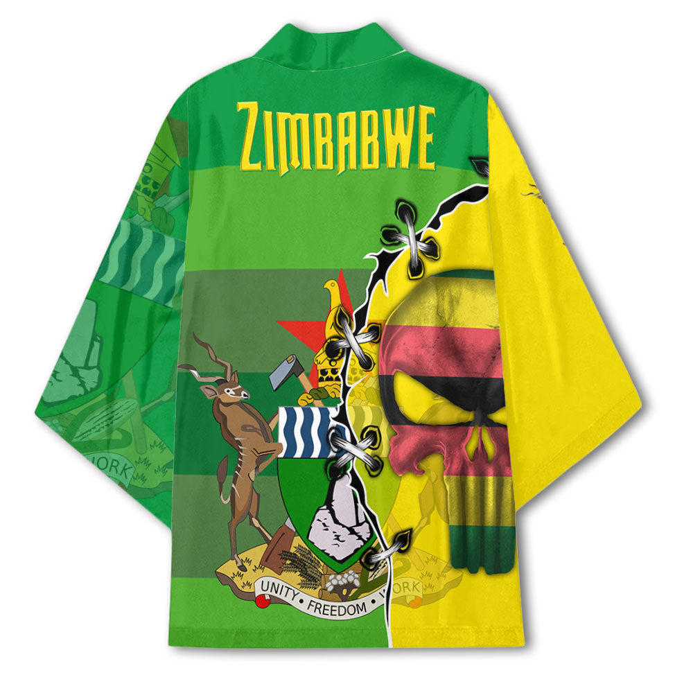 Zimbabwe Kimono Flag & Coat Of Arms Skull Style