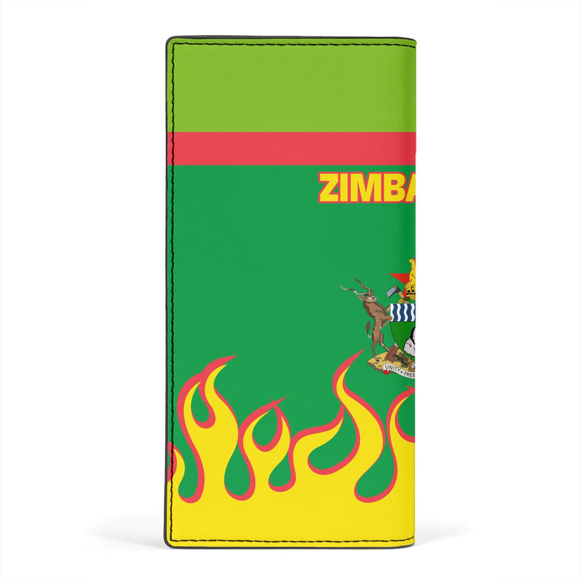 Zimbabwe Leather Wallet Flag & Coat Of Arms Fire Hockey Style