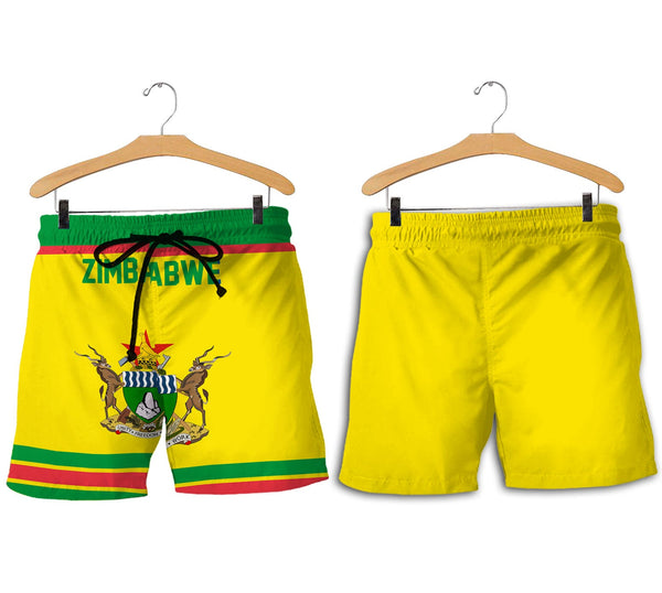 Zimbabwe Men Short Flag & Coat Of Arms Hockey Style