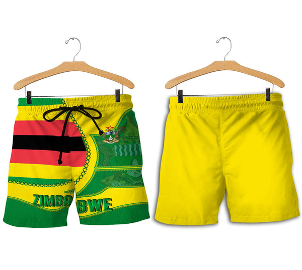 Zimbabwe Men Short Flag & Coat Of Arms Leather Style